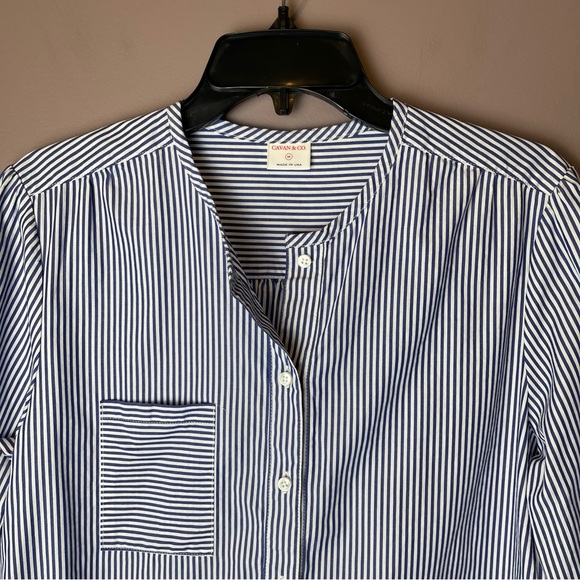Cavan & Co Made in USA Striped Cotton Button Up Top M - Picture 2 of 11